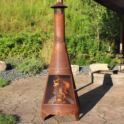 Sunnydaze Outdoor Backyard Large Freestanding Oxidized Steel Wood-Burning Fire Pit Chiminea
