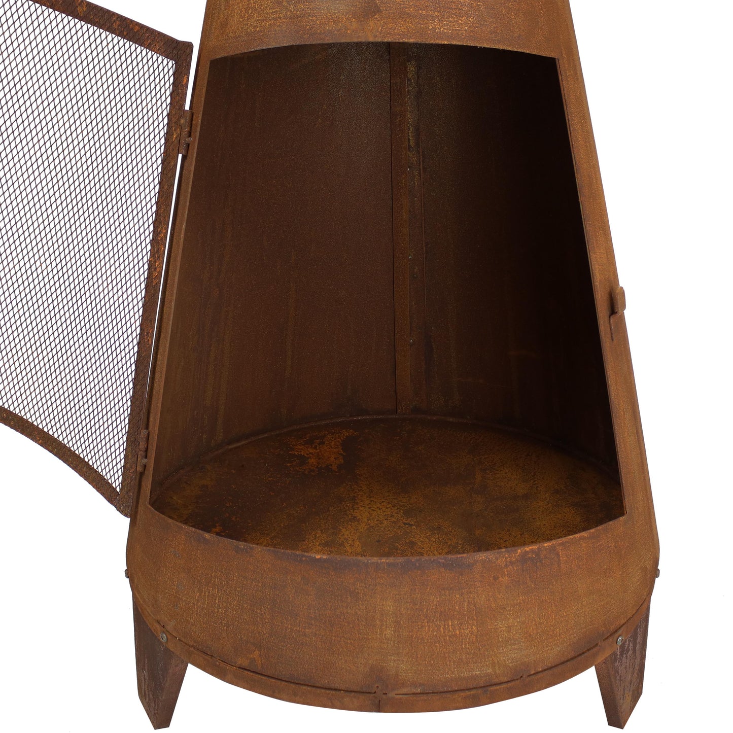 Sunnydaze Outdoor Backyard Large Freestanding Oxidized Steel Wood-Burning Fire Pit Chiminea