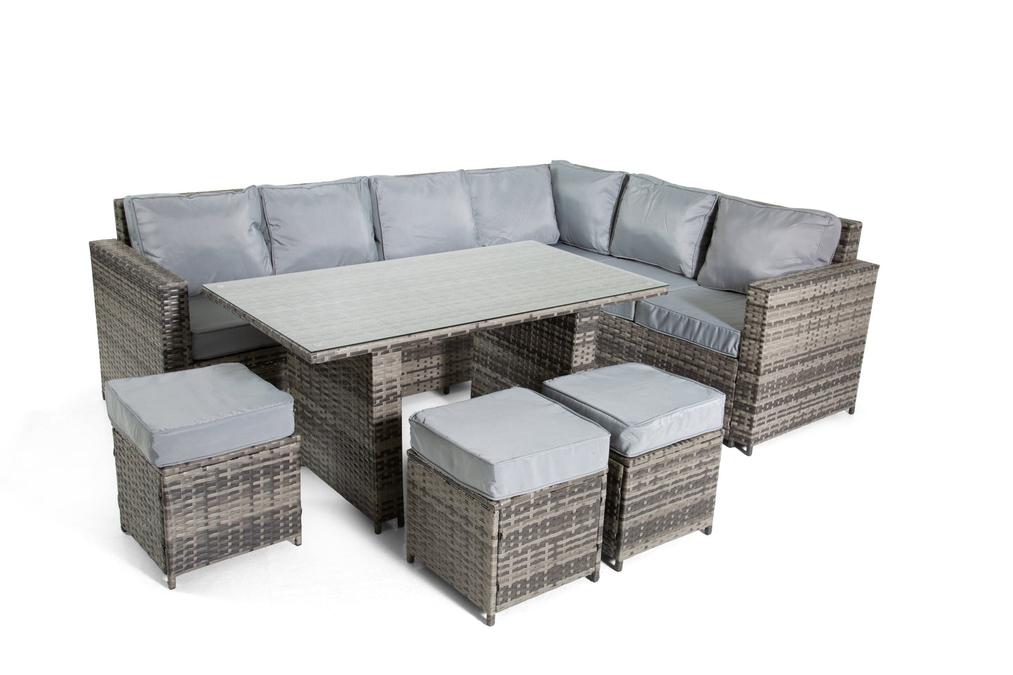 The Tarporley Grey 9 Seat Corner Rattan Dining Set