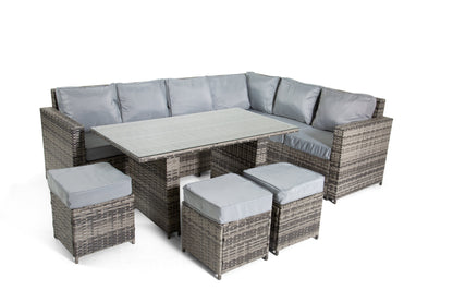 The Tarporley Grey 9 Seat Corner Rattan Dining Set