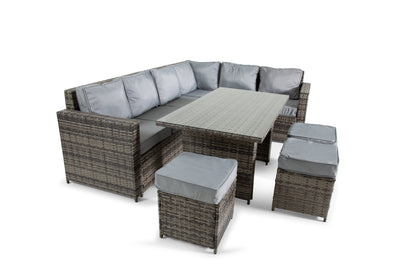 The Tarporley Grey 9 Seat Corner Rattan Dining Set