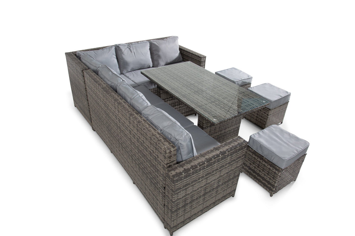 The Tarporley Grey 9 Seat Corner Rattan Dining Set