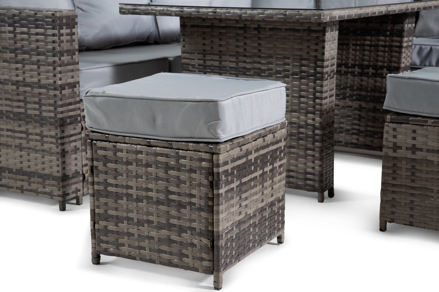 The Tarporley Grey 9 Seat Corner Rattan Dining Set