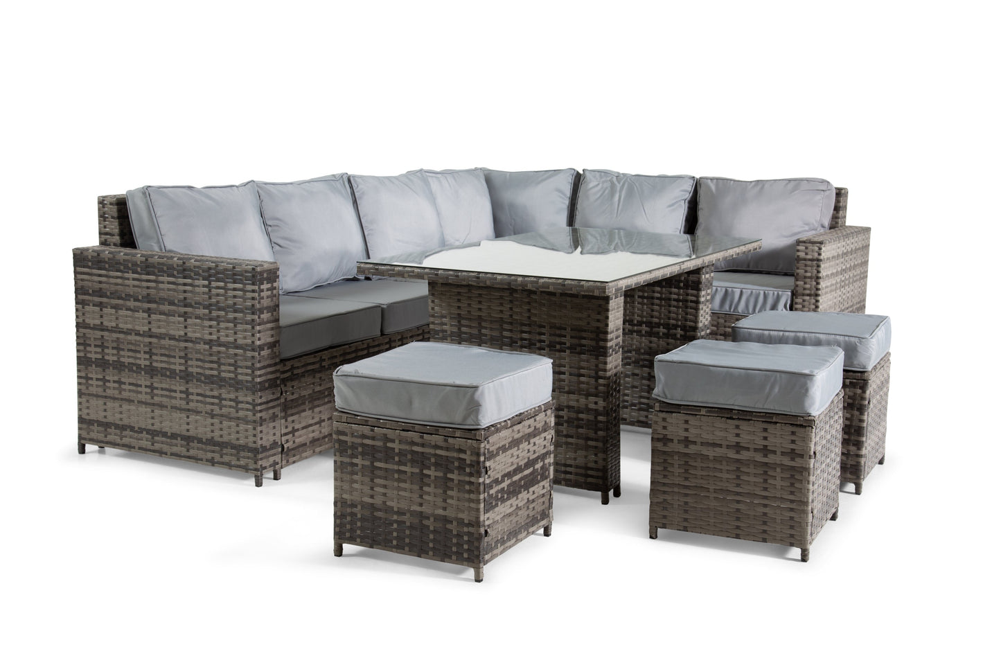 The Tarporley Grey 9 Seat Corner Rattan Dining Set