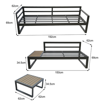 Positano 5 seat outdoor aluminium sofa set with coffee table