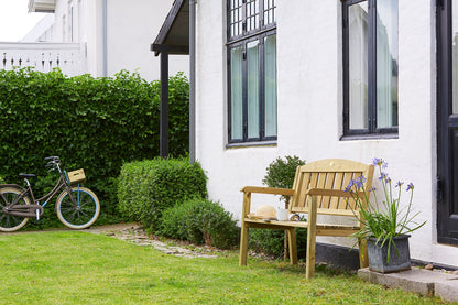 Two seat double wooden garden bench