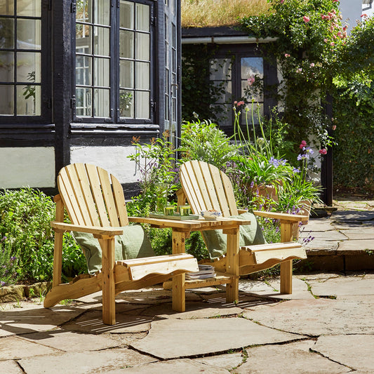 Double Wooden Adirondack Love Seat Bench