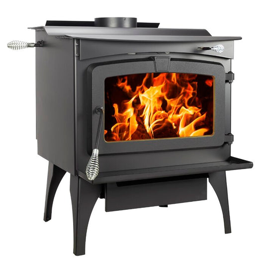 Pleasant Hearth Wood Stove with Stainless Steel Ash Lip and Blower