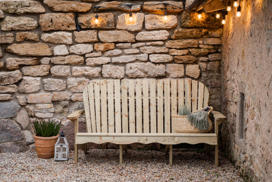 Triple wooden Adirondack garden bench