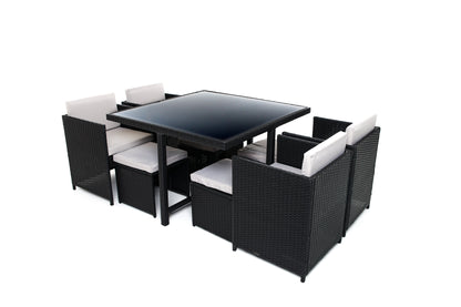 Milano 9 Piece Rattan Cube Dining Set