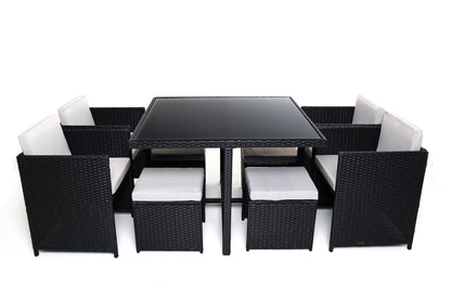 Milano 9 Piece Rattan Cube Dining Set