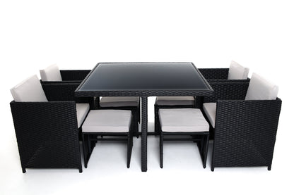 Milano 9 Piece Rattan Cube Dining Set