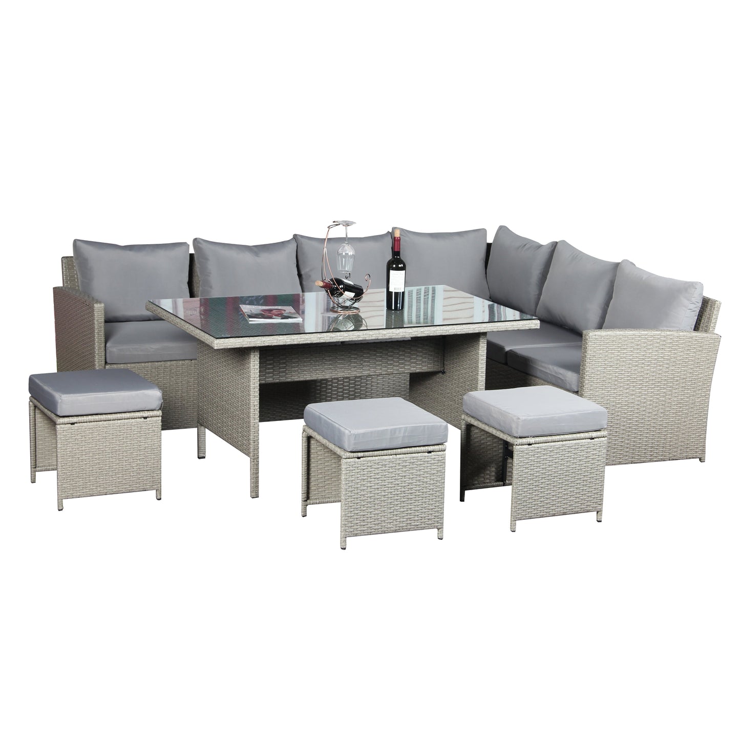 The Knutsford 9 Seat Corner Rattan Dining Set