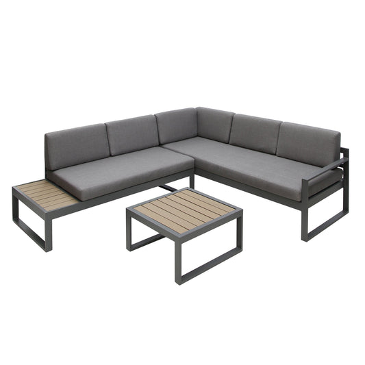 Positano 5 seat outdoor aluminium sofa set with coffee table