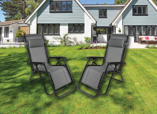 Zero Gravity Garden Folding Chair 2 x Black & Grey